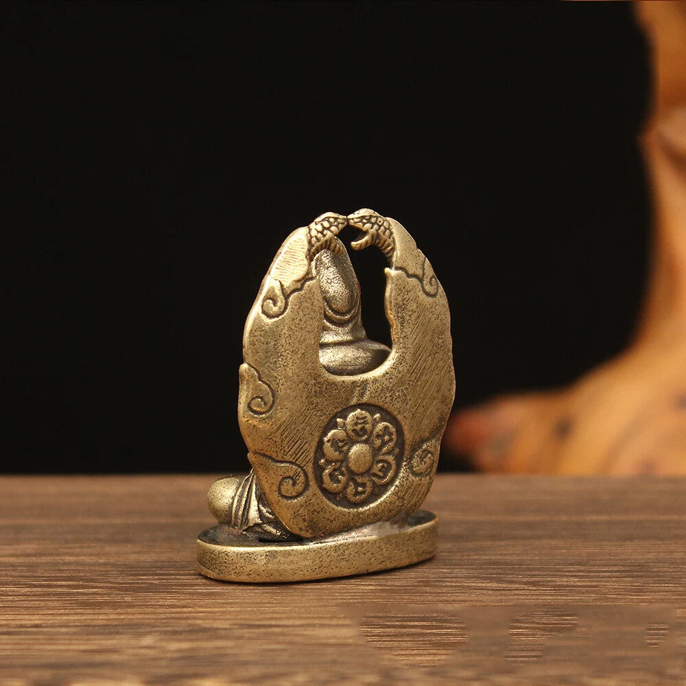 Antique Brass Small Portable Safety Buddha Pocket Buddha Bronze Pendant