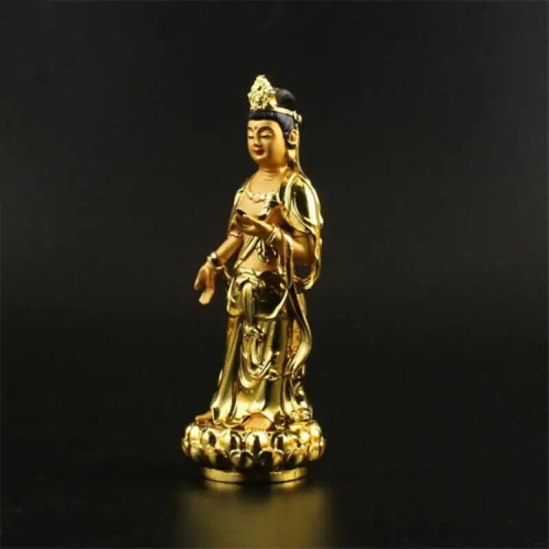 4.92 Inch Buddhist Resin Gold-Plated Hand-Made Candraprabha Statue Collection