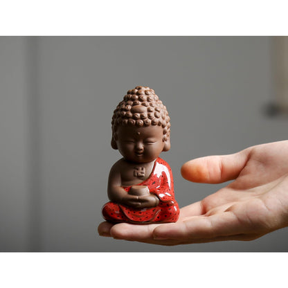 Mini Tathagata Purple Sands Tea Pet 9.6cm Tea Table Decoration Tea Ceremony