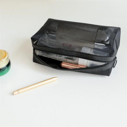 Black Cosmetic Bag Transparent Traveling Organizer Fashion Toiletry Makeup Pouch