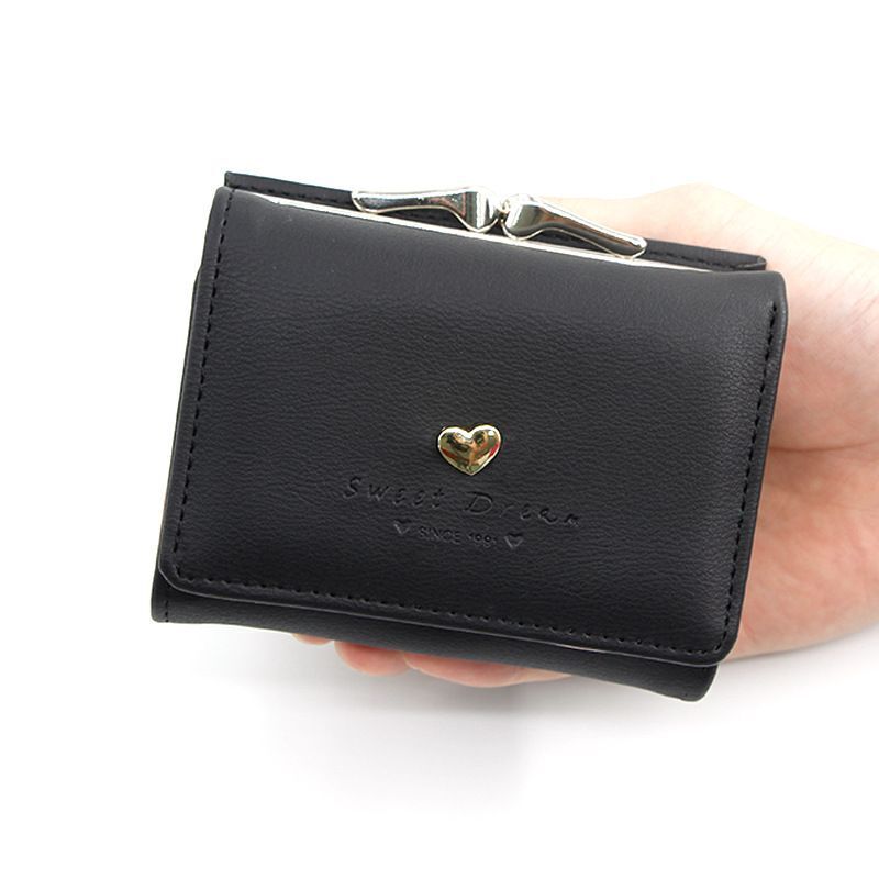 Small Wallet Loving Heart Short Wallet Card Holder Coin Purse Clutch Bags Hasp