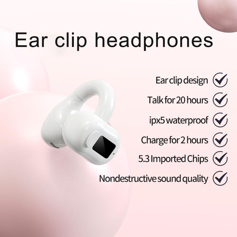 Bluetooth 5.3 Wireless Sport Headset Earbuds Ear Clip Bone Conduction Headphones