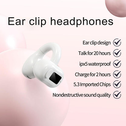 Bluetooth 5.3 Wireless Sport Headset Earbuds Ear Clip Bone Conduction Headphones