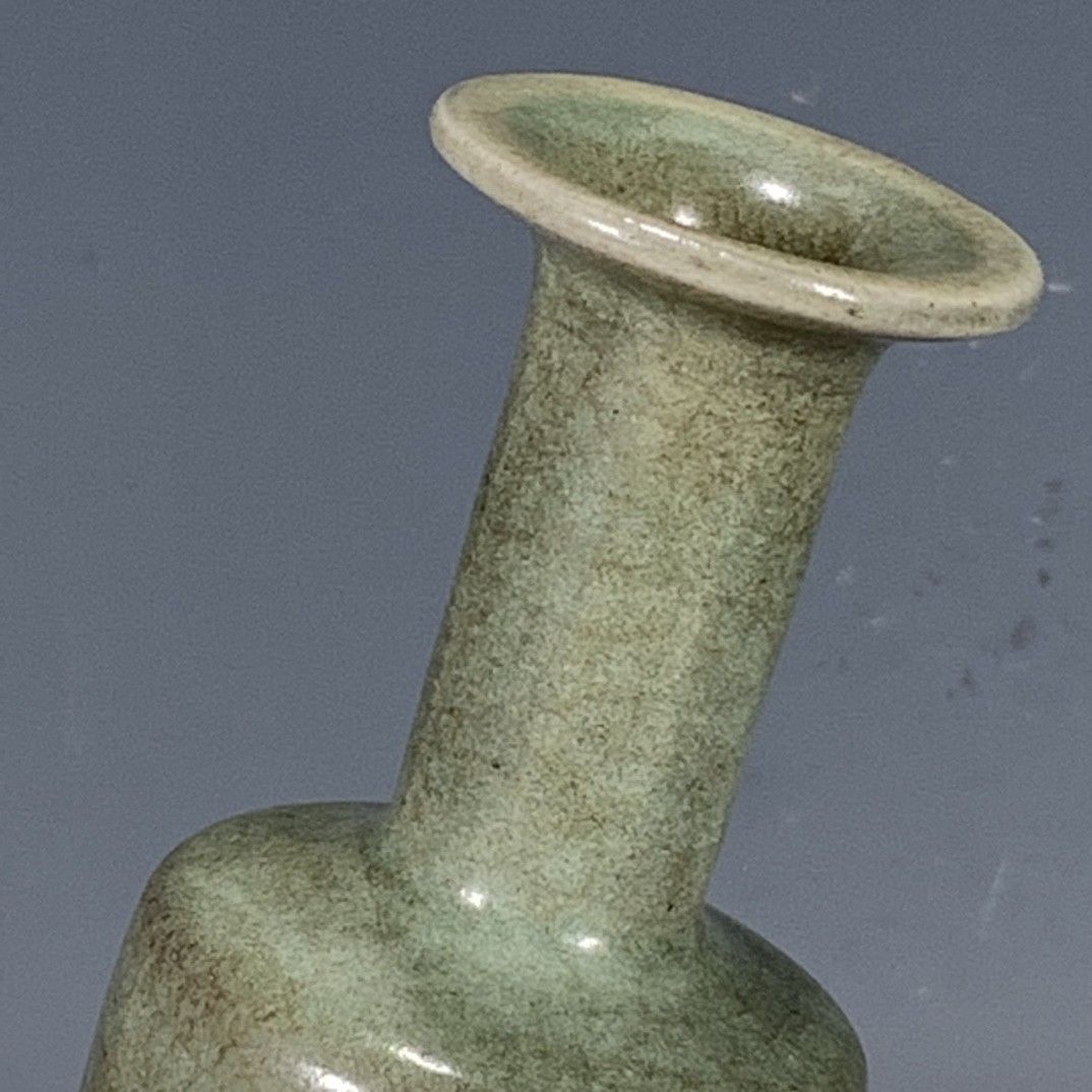 Antique Ru Ware Vase Crackle Glaze Mallet Shape Small Collectible Decor