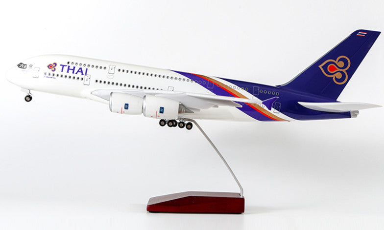 1:160 46CM THAI AIRBUS A380 Passenger Airplane Landing Gear Resin Aircraft Model