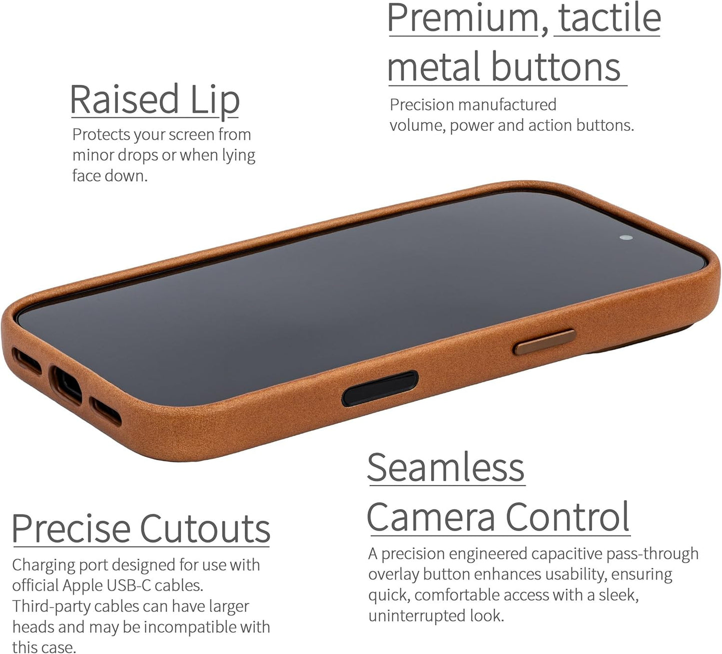 Genuine Leather Case for Iphone 17 Pro Compatible with Magsafe, with Capacitive