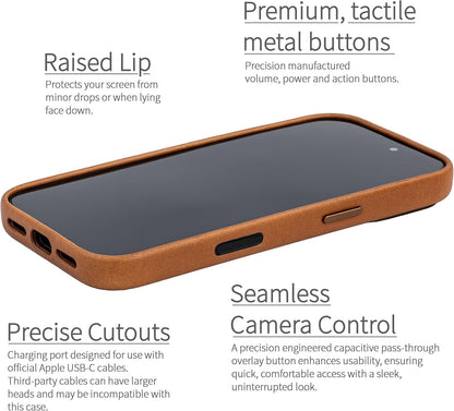 Genuine Leather Case for Iphone 17 Pro Compatible with Magsafe, with Capacitive