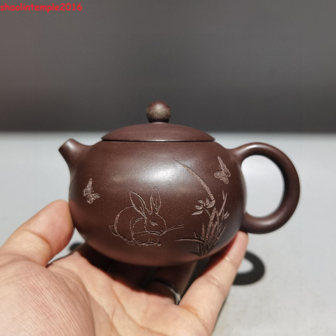 5.2''Old Chinese Yixing Zisha Exquisite Purple Clay Teapot Marke Xishi Pot