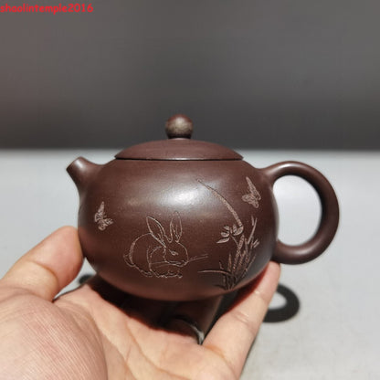 5.2''Old Chinese Yixing Zisha Exquisite Purple Clay Teapot Marke Xishi Pot