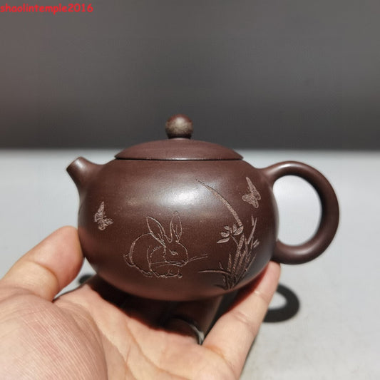 5.2''Old Chinese Yixing Zisha Exquisite Purple Clay Teapot Marke Xishi Pot
