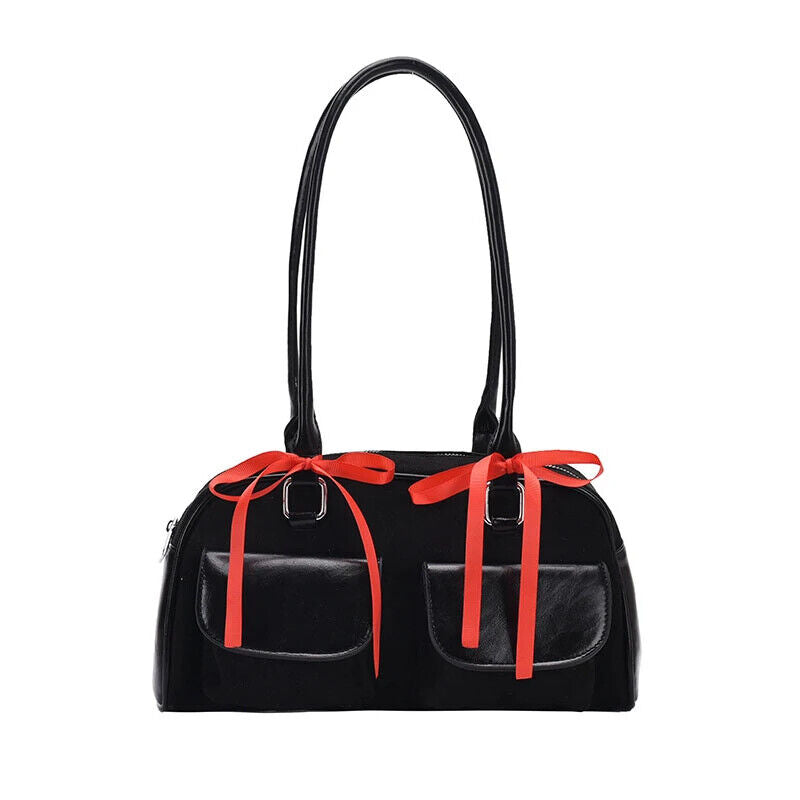 PU Leather Double Pockets Shoulder Bags Women Bag Lady Handbags and Purses