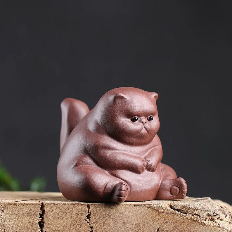 Embersceramic Purple Clay Tea Pet Lovely Cat with Gifts Box