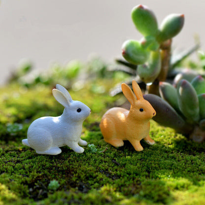 Mini 3pcs Rabbits Miniatures Fairy Garden Ornament Decoration DIY Dollhouse Lawn