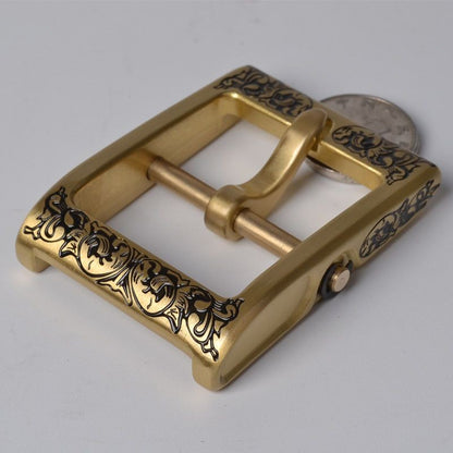 Vintage Brass Belt Buckle Engraved Pattern Men's Belt Buckle 40mm Inner