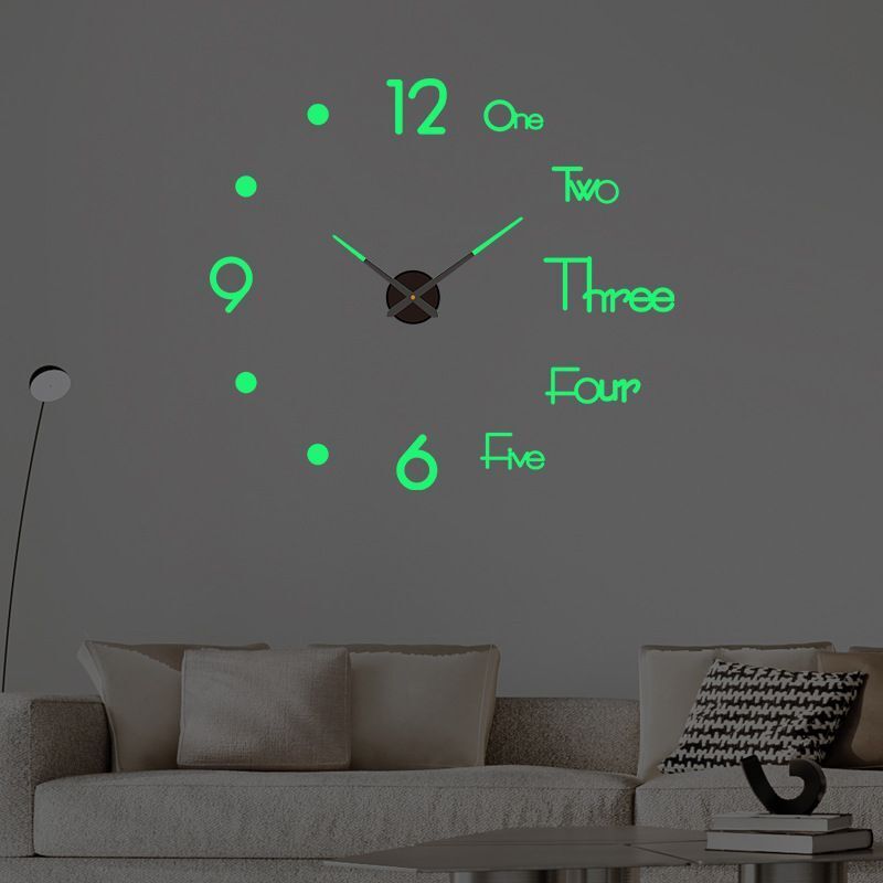 DIY Wall Clocks Creative Acrylic Punch-Free Luminous Living Room Home Decor 16in