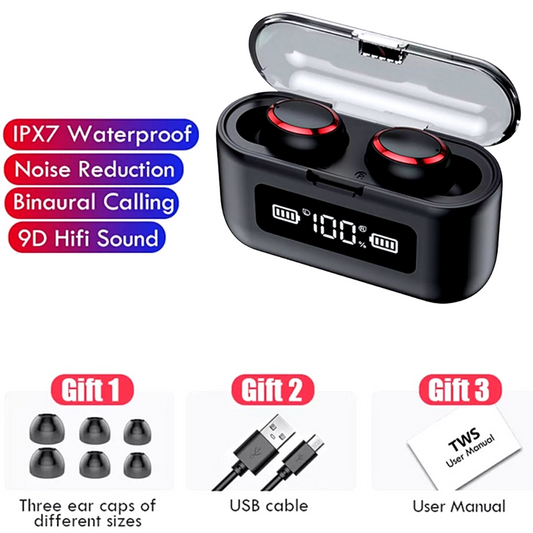 TWS Wireless Earbuds Bluetooth 5.0 Waterproof Headset Headphones With Power Bank