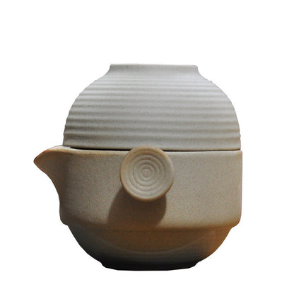 Portable Tea Set Ceramic Pottery Tea Pot With Infuser Holes Matching Tea Cup New