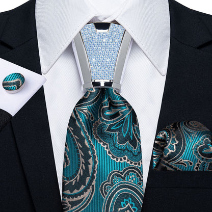 Men Necktie 3Pcs Luxury Striped Ties Cufflinks Pocket Square Wedding Accessories