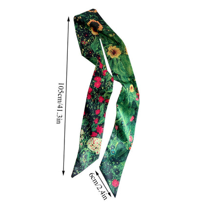 Long Skinny Silk Scarf Narrow Neckerchief Headband Handle Bag Band 105*6cm 1PCS