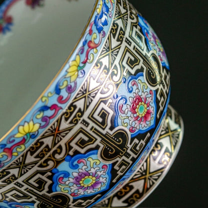 3.4oz Porcelain Tea Cup Color Enamel Craft Ceramic Master Cup China Palace Style