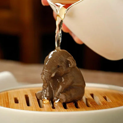 Chinese Tea Pet Kung Fu Clay Elephant 5.3cm Tea Table Ornaments Tea Ceremony