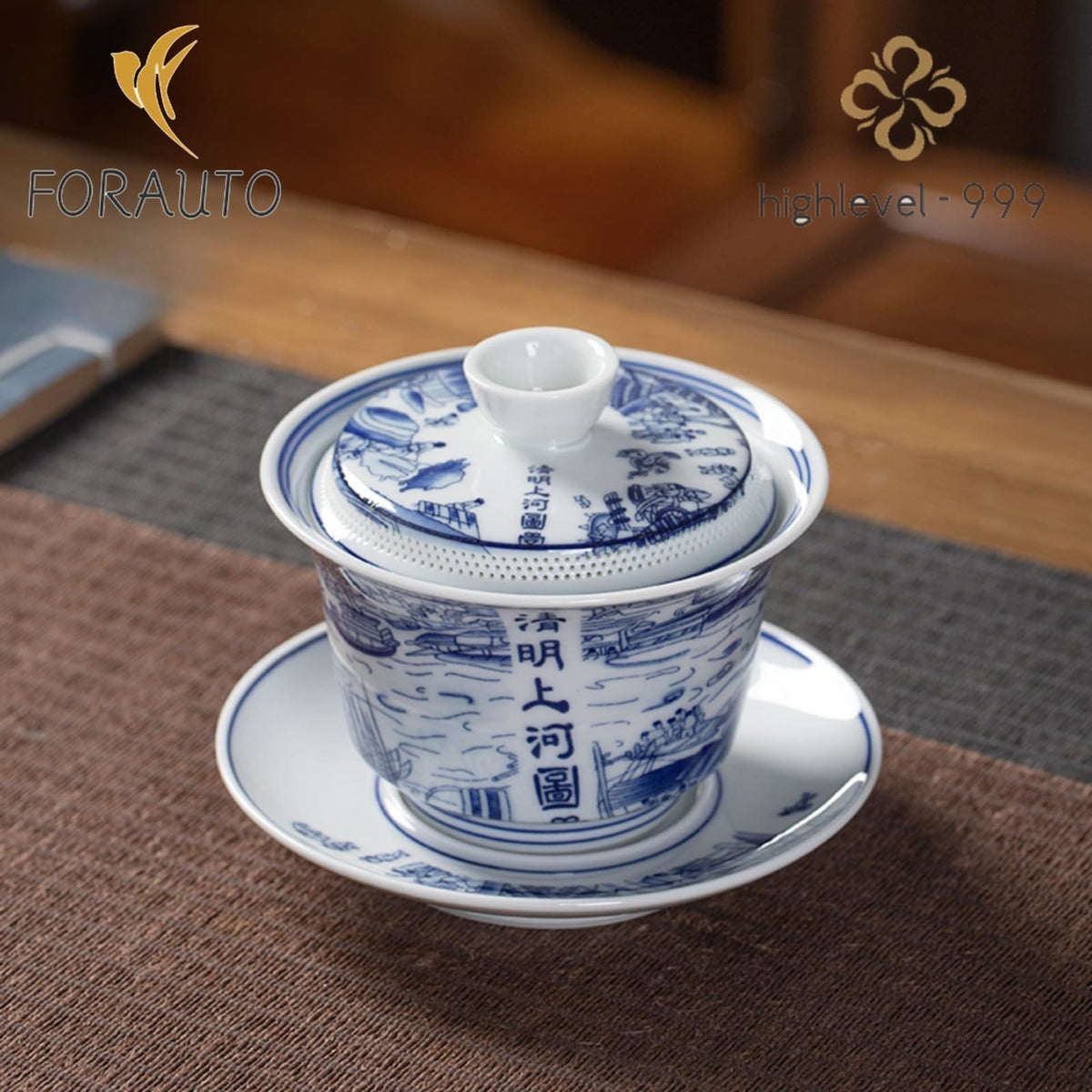 Chinese White Porcelain Gaiwan Tea Cup 180ml 6.2oz Retro Kungfu Tea Set