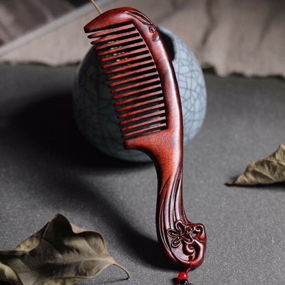 Red Sandalwood Wooden Massage Comb Retro Wooden Comb Hand Polished Wooden Crafts