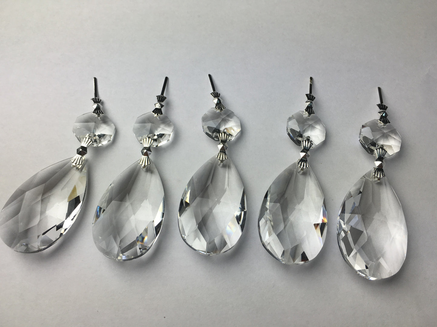 10Pcs Clear Crystal Teardrop Chandelier Prisms Pendant 38mm Lamp Lighting Part