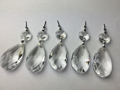 10Pcs Clear Crystal Teardrop Chandelier Prisms Pendant 38mm Lamp Lighting Part