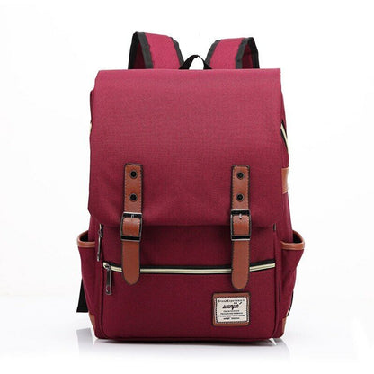 Fashion Vintage Laptop Backpack Women Canvas Bags Men Canvas Travel Backpacks