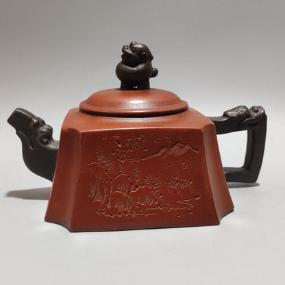 Vintage Chinese Yixing Purple Clay Teapot Zisha Ceremony Carving Collectible Art