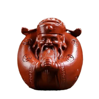 Purple Clay Tea Pet God of Wealth Figure Decor 4.5cm Tea Table Ornaments Tea Set