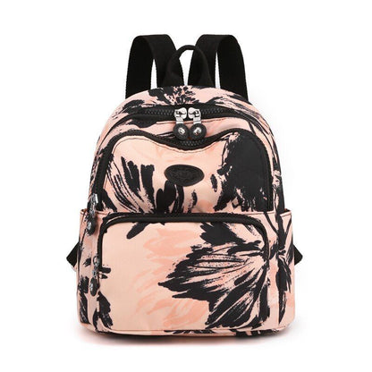 Small Backpacks Waterproof Flower Printing Shoulder School Bags Nylon Rucksack
