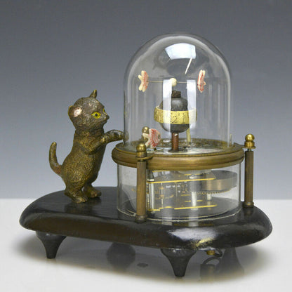 Cat Catching Fish Clock Table Clock Retro Craft Lucky Feng Shui Ornaments