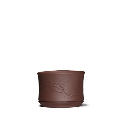Bamboo Relief Zisha Tea Cup Real Yixing Purple Clay Kungfu Tea Cup 60ml Marked