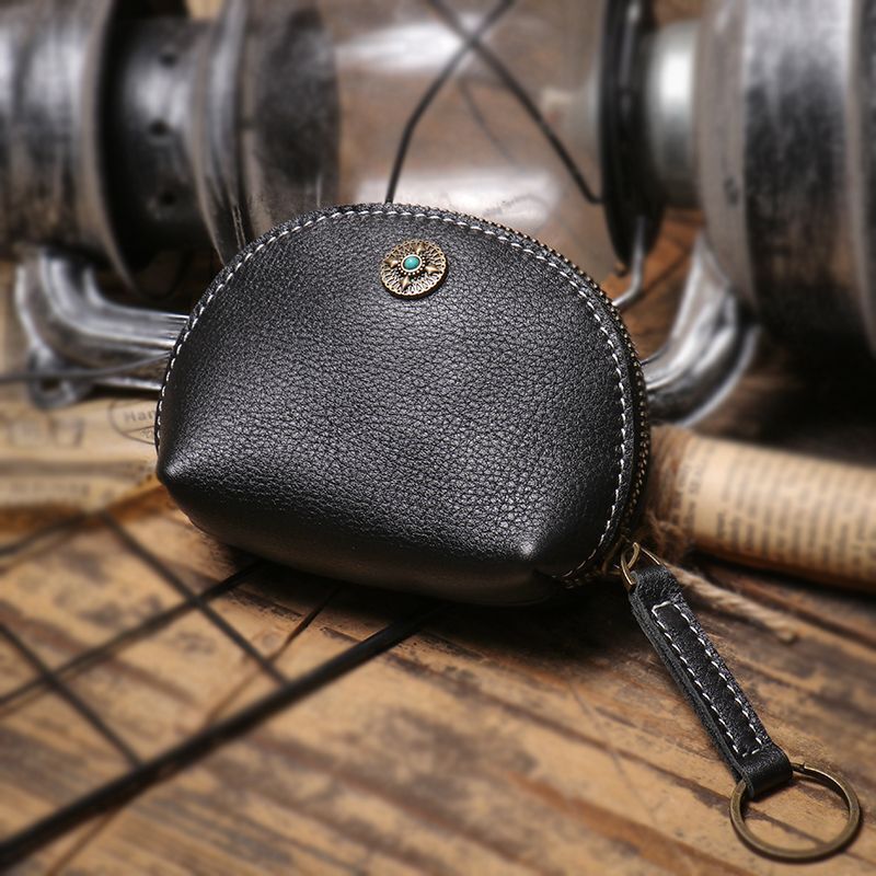 Genuine Leather Coin Purse Short Wallet Key Holder Small Money Pouch Zipper Bags
