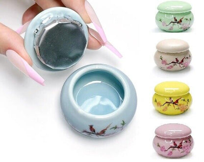 Nail Art Tools Porcelain Dappen Dish With Lid Acrylic Liquid Powder Ceramic Cups