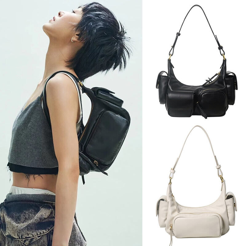 Small Real Leather Shoulder Bag Purse Handbag Hobo Crossbody w/ Lots of Pockets