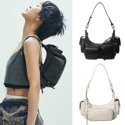 Small Real Leather Shoulder Bag Purse Handbag Hobo Crossbody w/ Lots of Pockets