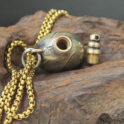 Vintage Brass Goat Flask Pendant Slovenia Coin Charm Necklace