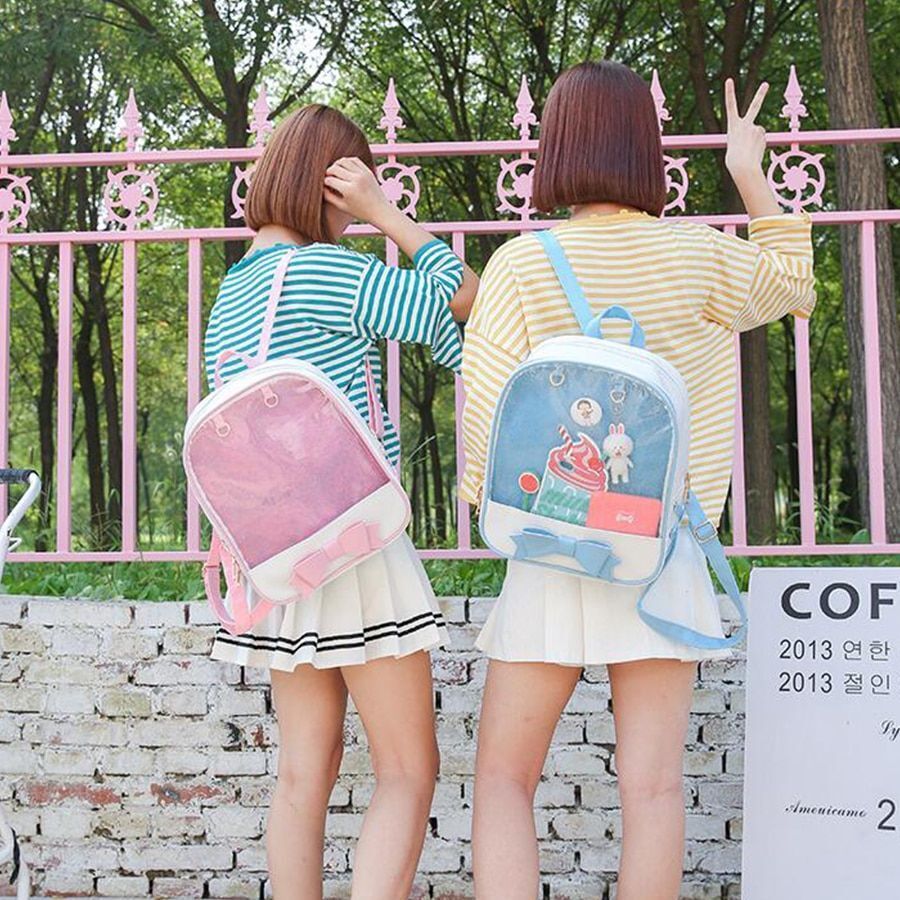 Clear Transparent Backpacks School Bag Bookbag 27*31*10 CM Blue Purple Black 1PC
