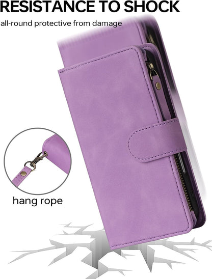 Wallet Case Compatible with Iphone 17, 6 Card Holder with RFID Blocking, PU Leat