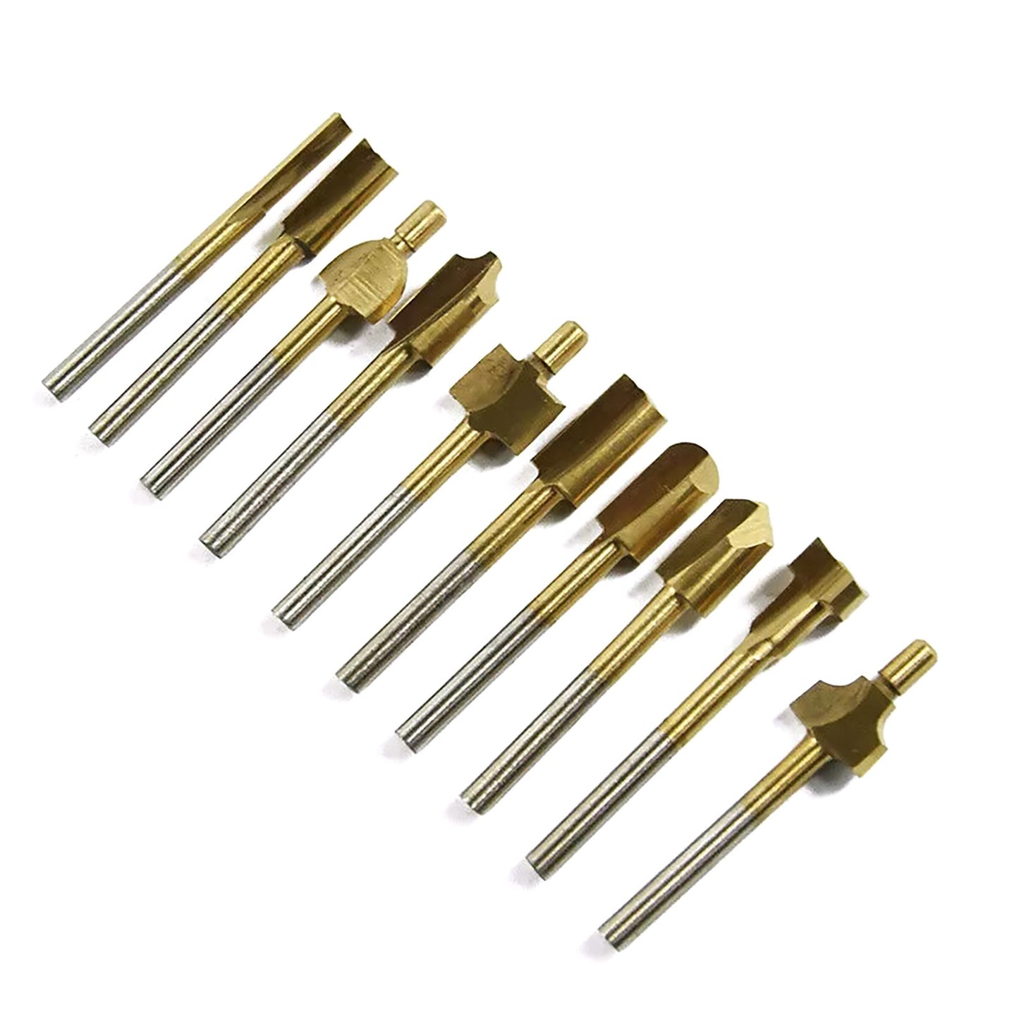 10Pcs 1/8" 3MM Titanium Hss Router Bits Trimmer Shank For Rotary Tool Portable