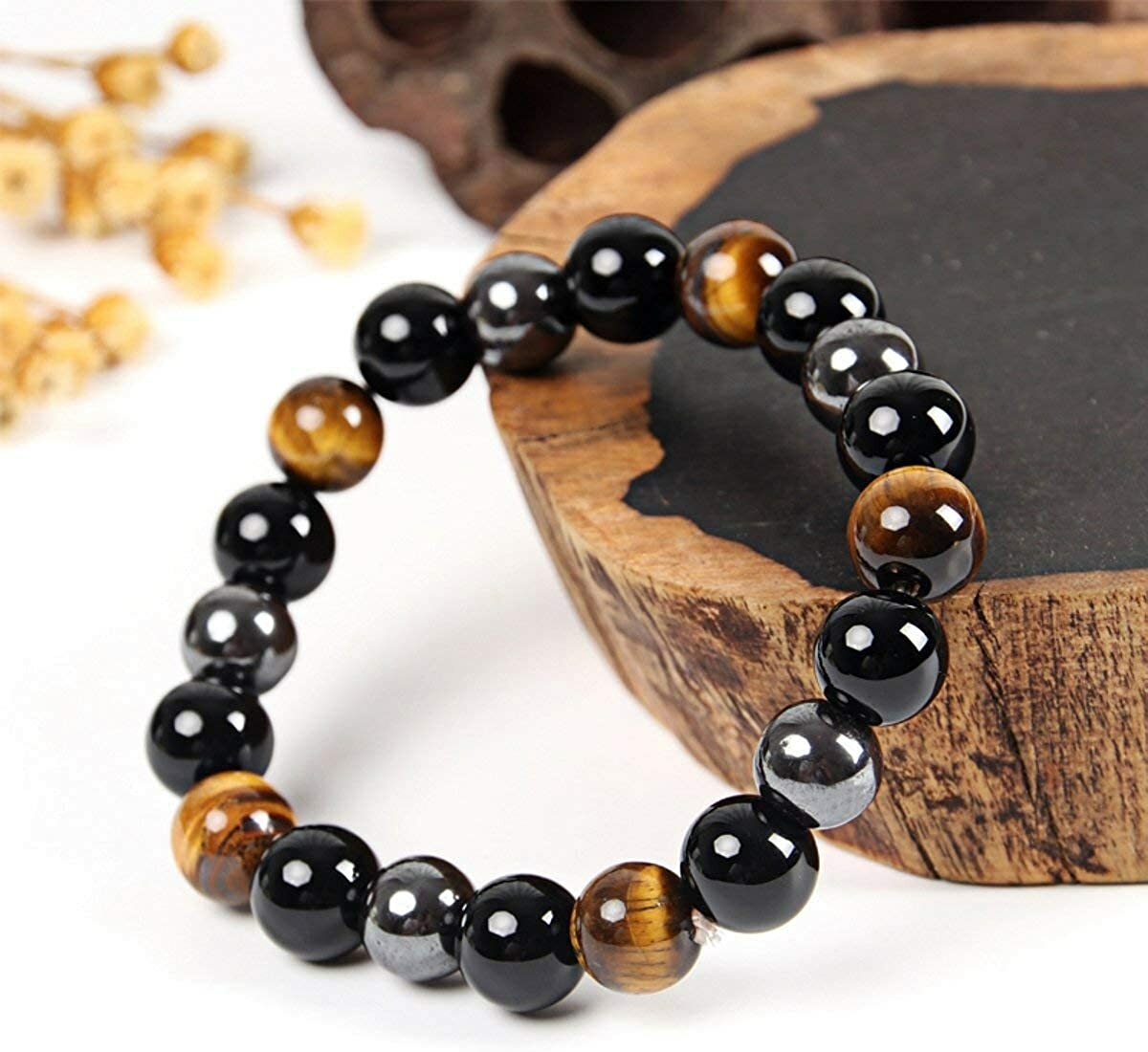 Tiger Eye Natural Stone Obsidian 8/10mm Beads Bracelet Men Women Jewelry LOT