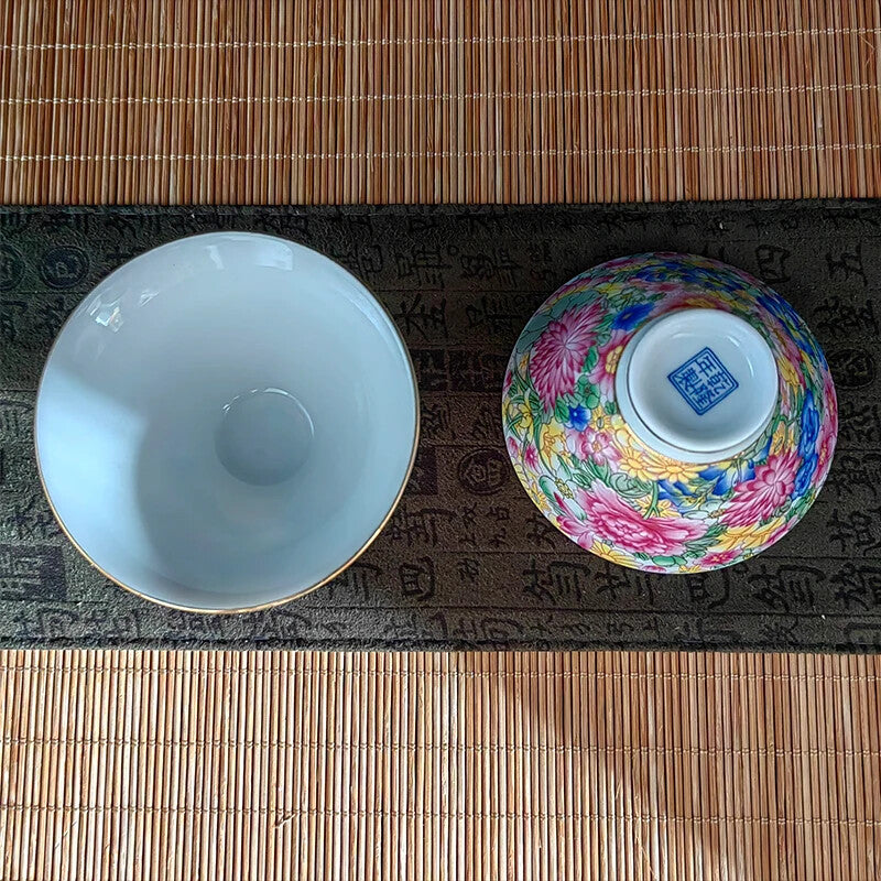 2PCS Chinese Porcelain Ceramic Glaze Vintage Jingdezhen Cup For Kung Fu Tea