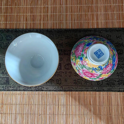 2PCS Chinese Porcelain Ceramic Glaze Vintage Jingdezhen Cup For Kung Fu Tea