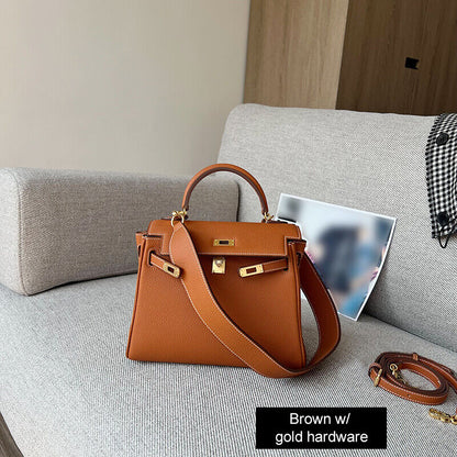 25/28cm Real Leather Flap Tote Shoulder bag Handbag Purse Fashion Briefcase