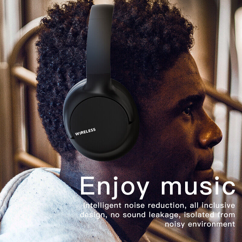 Wireless Bluetooth 5.1 Headphones Over Ear Headset Stereo Noise Cancelling + Mic