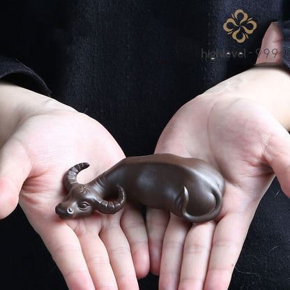 3.7" Handmade Zisha Clay Pixiu Mascot Tea Pet Table Decoration Ornament
