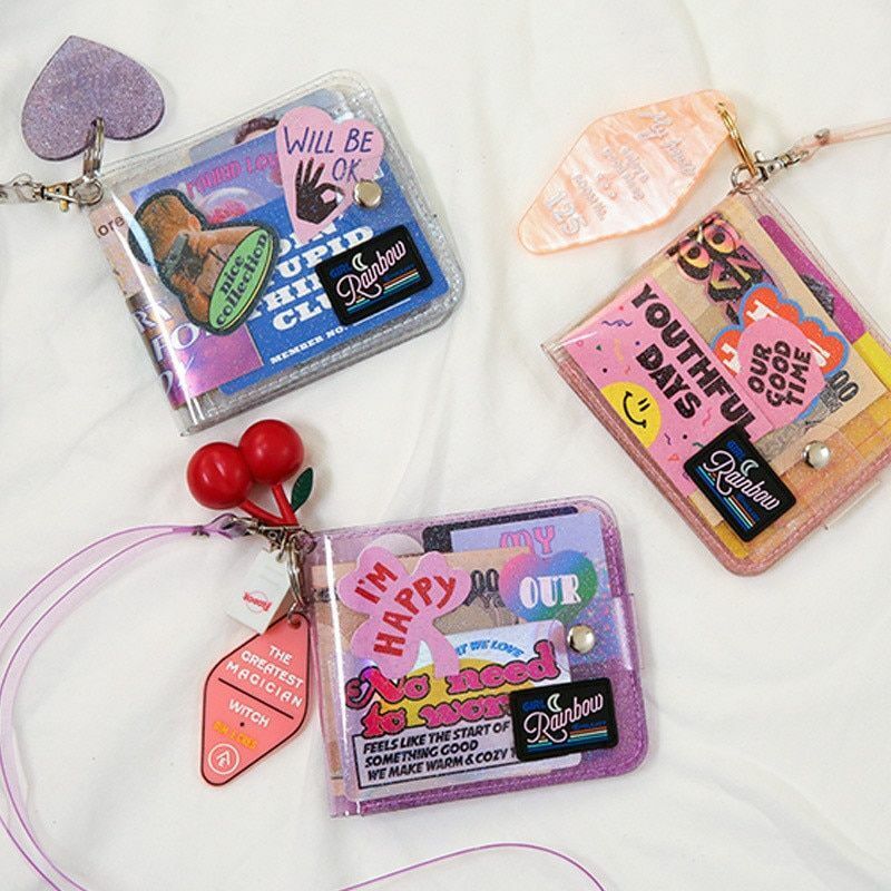 Wallet PVC Transparent Short Neck Girl Laser Coin Purse Women Clear Glittering